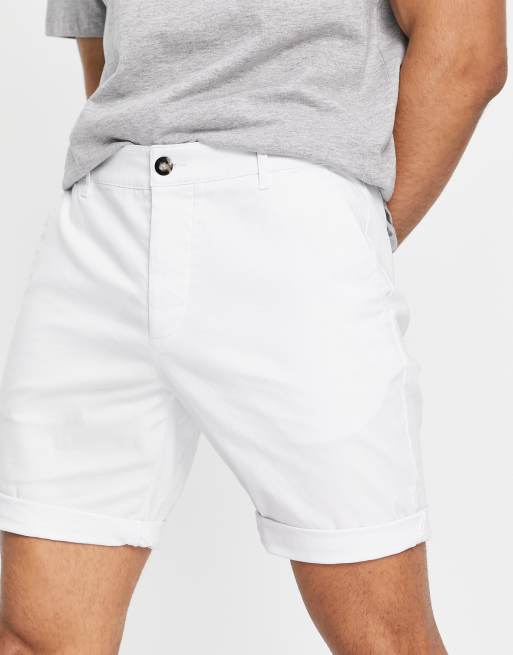 Pantalones cortos chinos blancos de largo medio y corte slim de ASOS DESIGN 