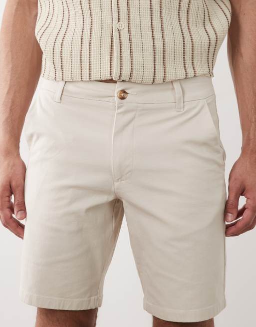 Pantalones cortos chinos color piedra de corte slim de ASOS DESIGN, 4 de 5