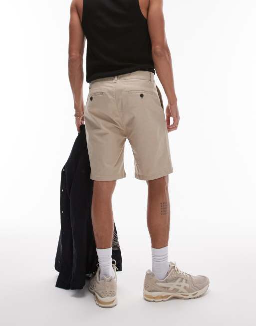 Pantalones cortos chinos color piedra de corte slim de Topman, 4 de 5