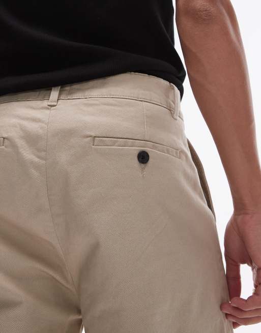 Pantalones cortos chinos color piedra de corte slim de Topman, 5 de 5