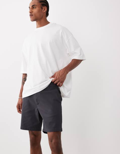 Pantalones cortos chinos gris carbón de largo medio y corte pitillo de ASOS DESIGN - view 1