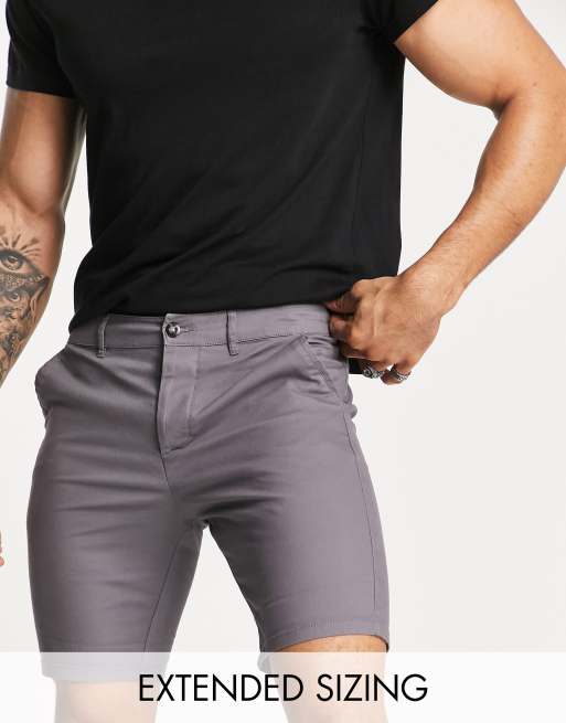 Pantalones cortos chinos gris carbón entallados de ASOS DESIGN