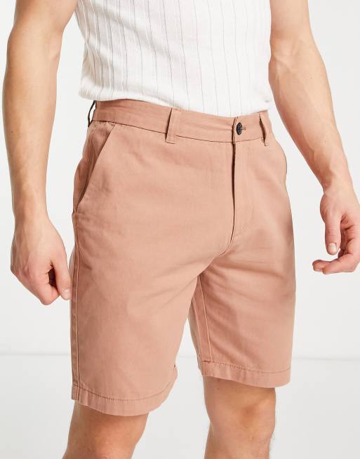 Pantalones cortos chinos marrón claro de corte recto de New Look