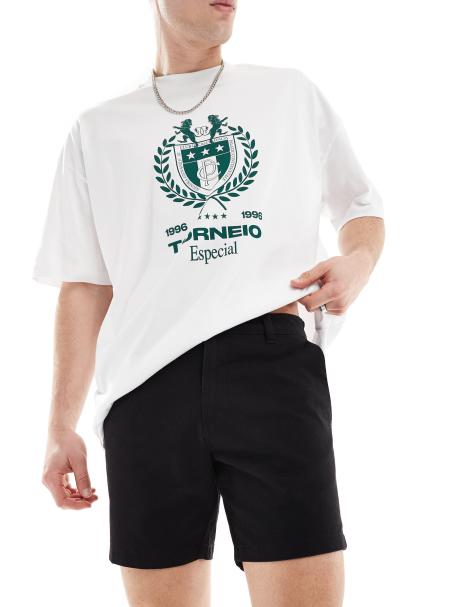 Pantalones cortos chinos negros de corte slim de New Look - view 1