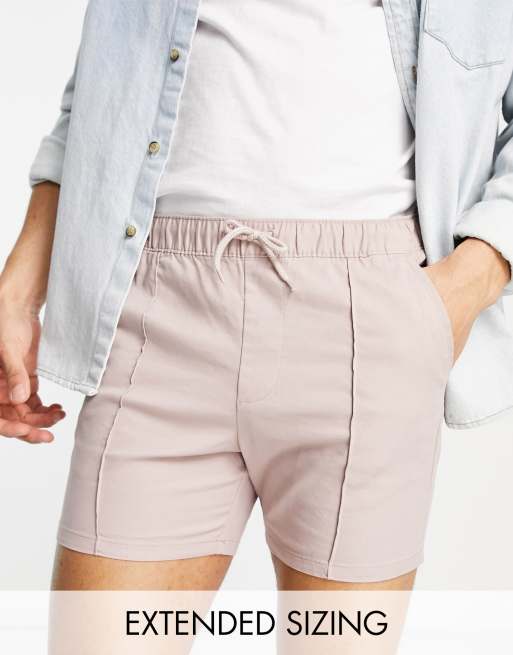 Pantalones cortos chinos rosas de corte pitillo con jaretas y cinturilla elástica de ASOS DESIGN