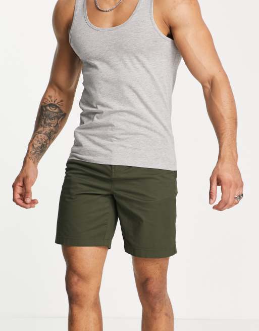 Pantalones cortos chinos verde caqui de corte slim de mezcla de algodón de Selected Homme , 4 de 4
