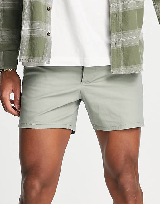 ancla admirar Enajenar Pantalones cortos chinos verde claro de corte pitillo de ASOS DESIGN | ASOS