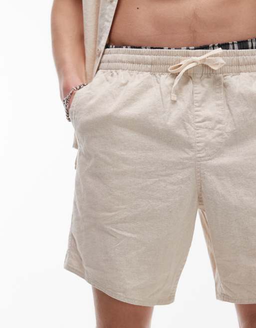 Pantalones cortos color crema clásicos de mezcla de lino Jam de Rhythm, 3 de 5