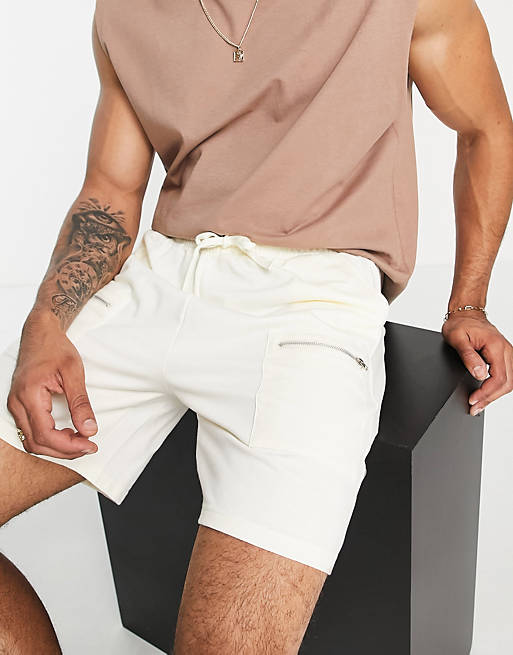 Hombre Pantalones cortos | Pantalones cortos color crema con bolsillo de South Beach - SY88633