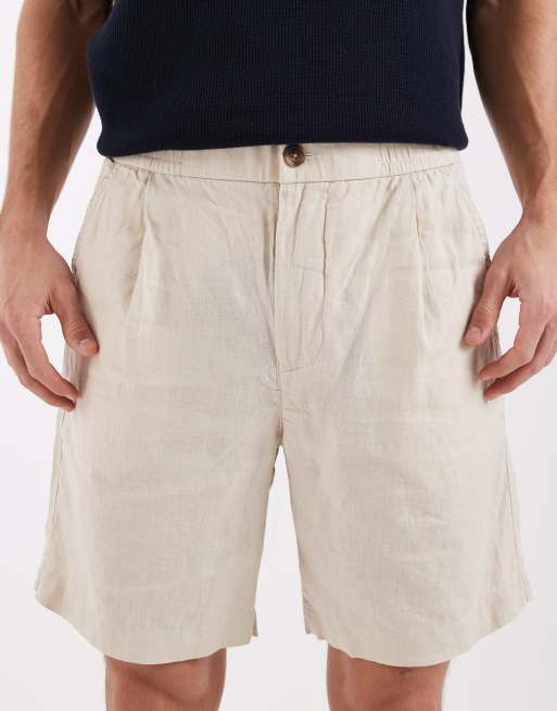 Pantalones cortos color crema de lino puro de Selected, 4 de 5
