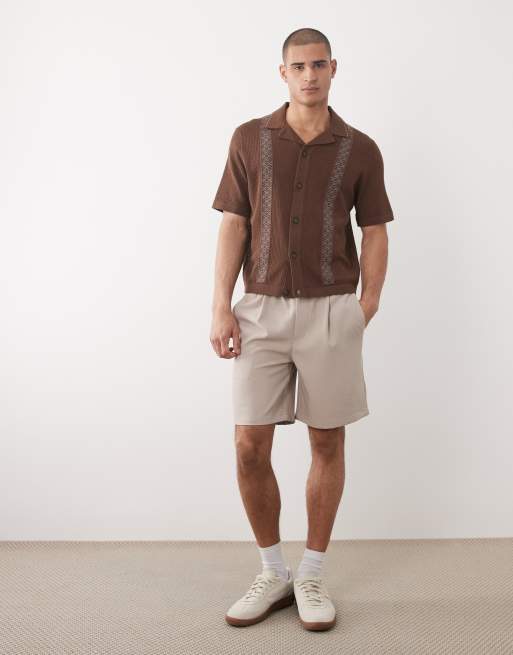 Pantalones cortos color crema plisados sin cierres de ONLY & SONS