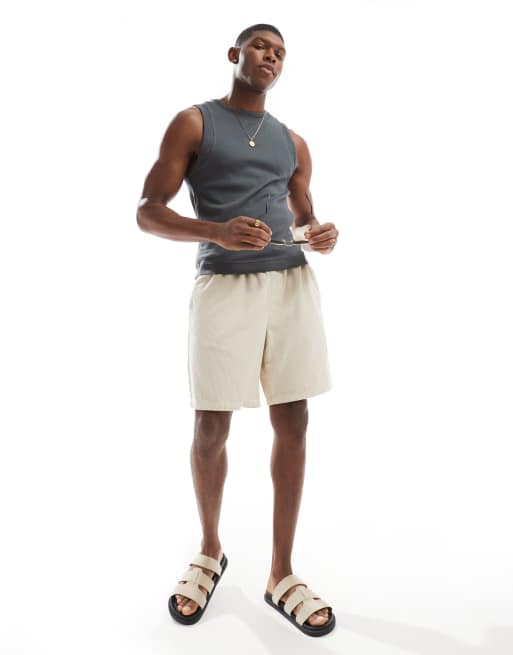 Pantalones cortos color crema sueltos de pana de Jack & Jones