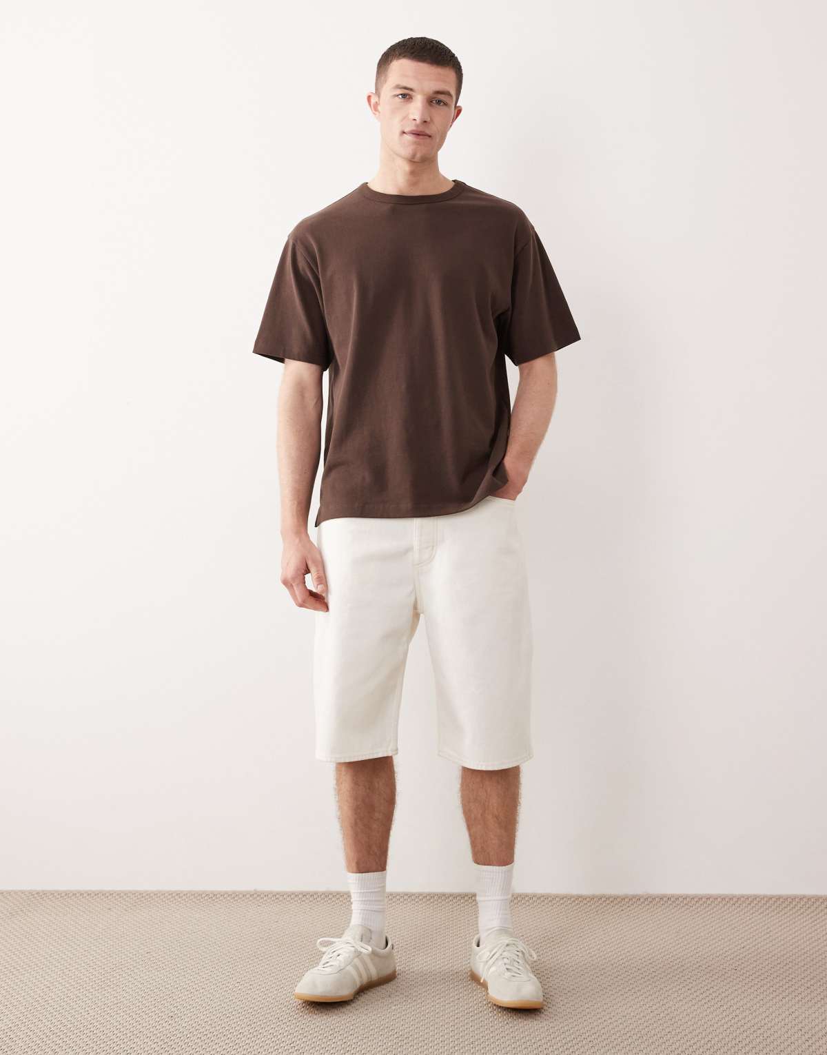Hugo Blue Pantalones cortos color crudo de estilo skater de