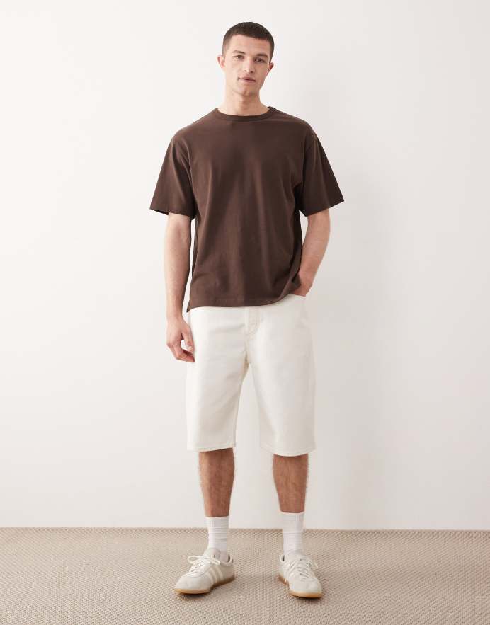 Hugo Blue Pantalones cortos color crudo de estilo skater de