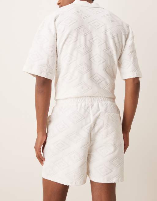 Pantalones cortos color crudo extragrandes de jacquard de ASOS DESIGN (parte de un conjunto), 3 de 5