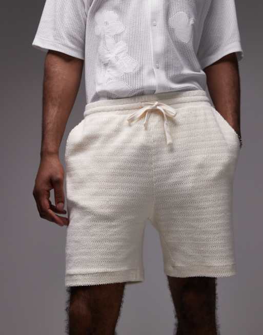 Pantalones cortos color crudo texturizados de Topman