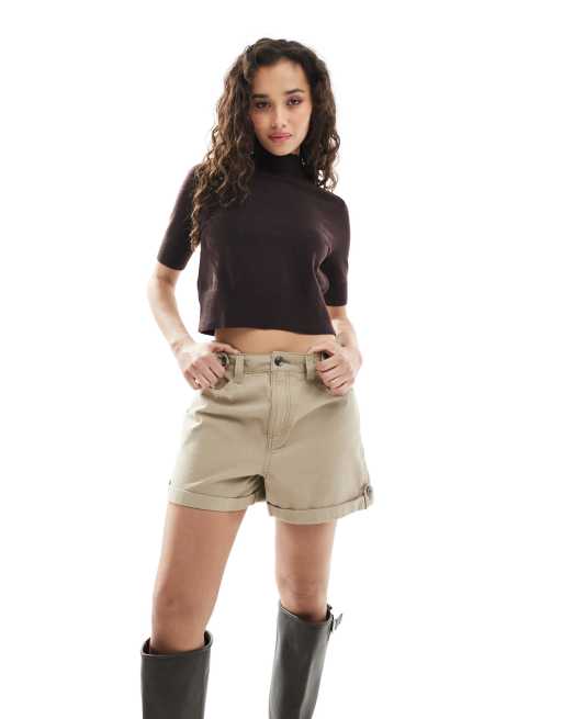 Pantalones cortos color moca lavado con detalle de trabilla de ASOS DESIGN