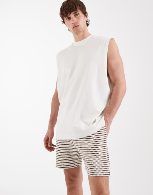 Pantalones cortos color piedra de corte slim con tiras texturizada de ASOS DESIGN