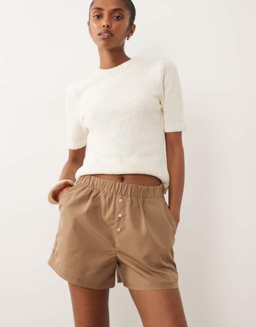 Pantalones cortos color topo estilo bóxer de popelina de algodón de Threadbare
