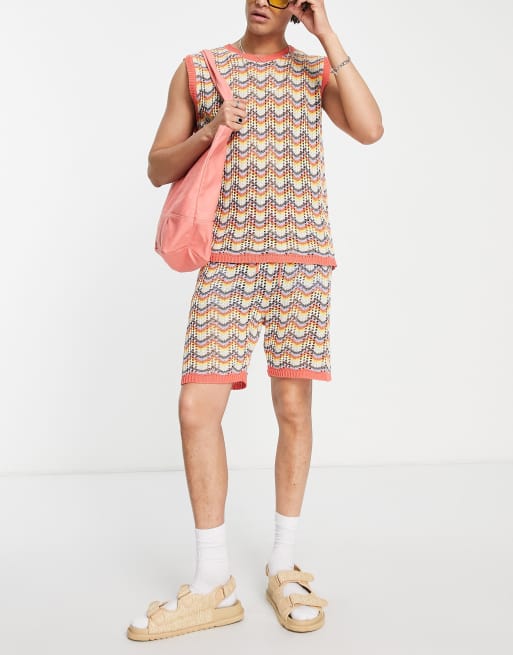 Pantalones cortos con diseño de ondas de croché de ASOS DESIGN (parte de un conjunto)