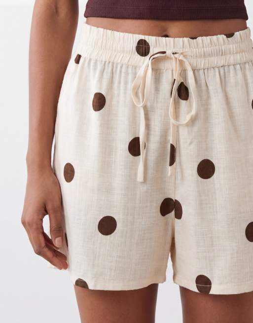 Pantalones cortos con estampado de lunares de lino de ASOS DESIGN (parte de un conjunto), 5 de 5