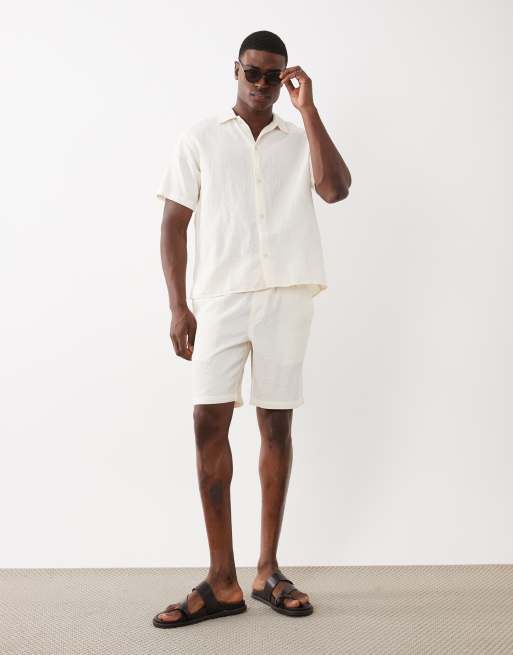 Pantalones cortos crema de tejido texturizado de Jack & Jones (parte de un conjunto), 3 de 5