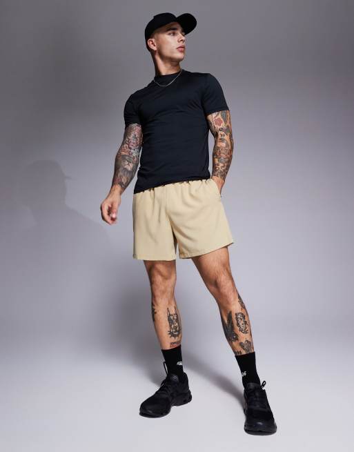 Pantalones cortos de 13 cm deportivos color arena con bolsillos con cremallera de tejido de secado rápido Icon de 4505 
