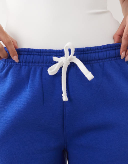 Pantalones cortos de chándal azul cobalto con logo bordado de tejido rico en algodón de Kaiia (parte de un conjunto), 4 de 5