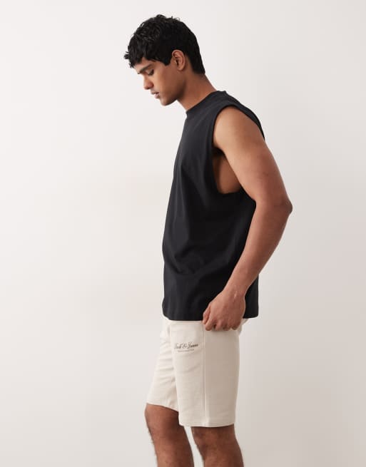 Pantalones cortos de chándal beis con logo de Jack & Jones, 3 de 5
