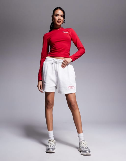 Pantalones cortos de chándal grises con logo bordado y cordón ajustable en la cintura Studio de Kaiia (parte de un conjunto)