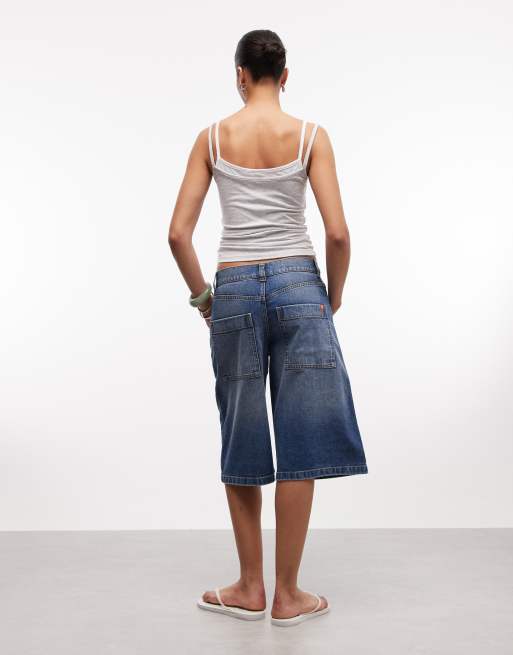 Pantalones cortos de corte skater alargado con lavado medio de COLLUSION, 5 de 5