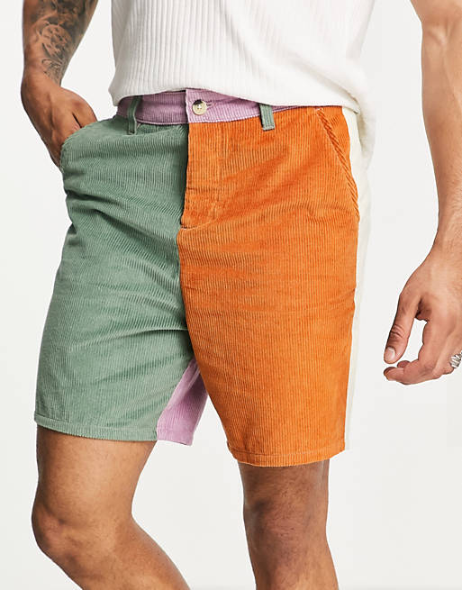 Hombre Other | Pantalones cortos de corte skater con diseño color block de pana de ASOS DESIGN - WF85390