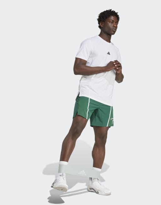 Pantalones cortos de entrenamiento verde universitario y blanco tiza Designed for Training Legacy de adidas Performance