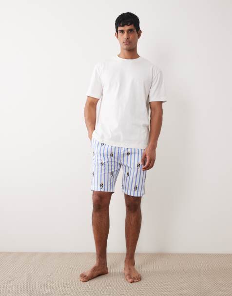 Pantalones cortos de pijama a rayas azules con estampado gráfico de Polo Bear de Polo Ralph Lauren - view 1