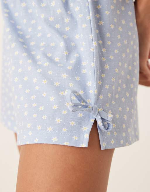 Pantalones cortos de pijama azules con estampado de margaritas Mix & Match de ASOS DESIGN, 2 de 5