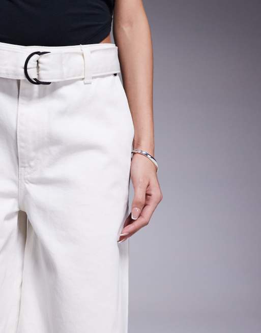 Pantalones cortos de sastre blanco hueso de corte alargado de HUGO Red, 5 de 5