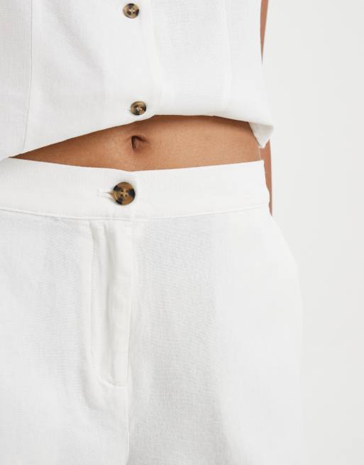 Pantalones cortos de sastre blancos de tejido efecto lino de Vero Moda (parte de un conjunto), 4 de 5