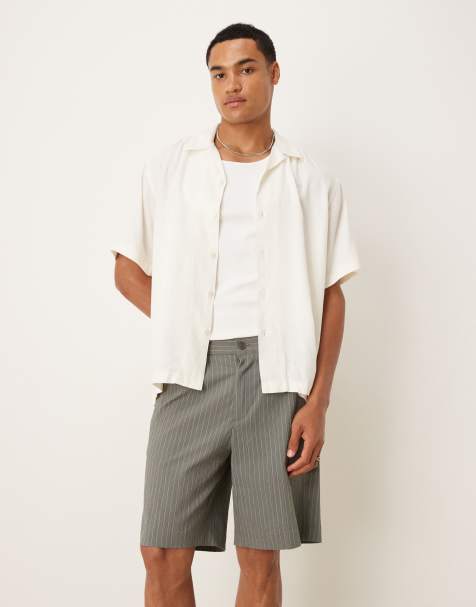 Pantalones cortos de sastre grises con raya diplomática de algodón de Mango - view 1
