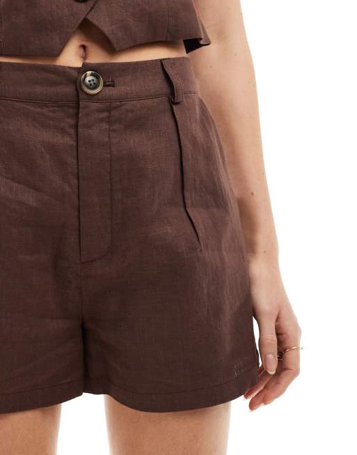 Pantalones cortos de sastre marrón chocolate de lino de SNDYS (parte de un conjunto), 5 de 5