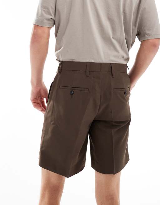 Pantalones cortos de sastre marrones de corte suelto con pinzas de Jack & Jones, 4 de 5