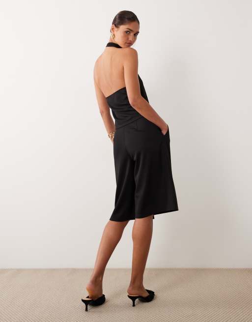 Pantalones cortos de sastre negros estilo bermudas ceñidos de sarga de ASOS DESIGN (parte de un conjunto), 5 de 5