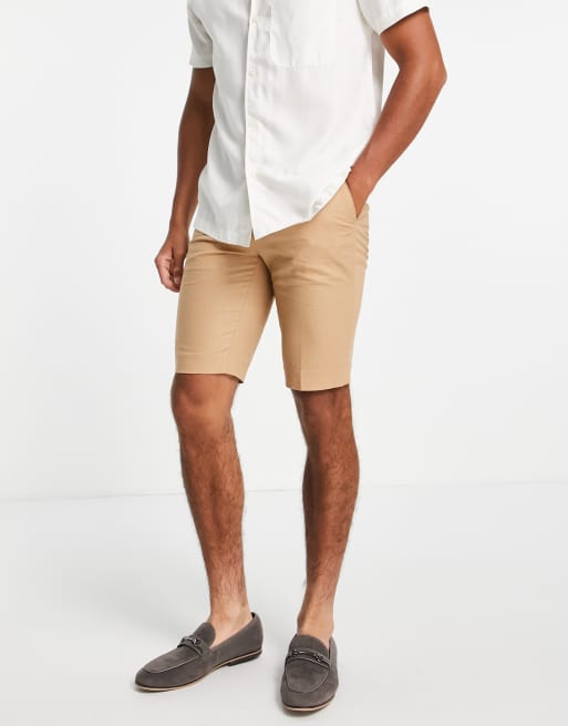 Pantalones cortos de traje de corte slim lino para boda de Gianni Feraud | ASOS