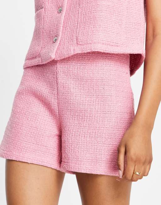 Pantalones cortos de traje rosas de sastre de bouclé de Vila, 3 de 4