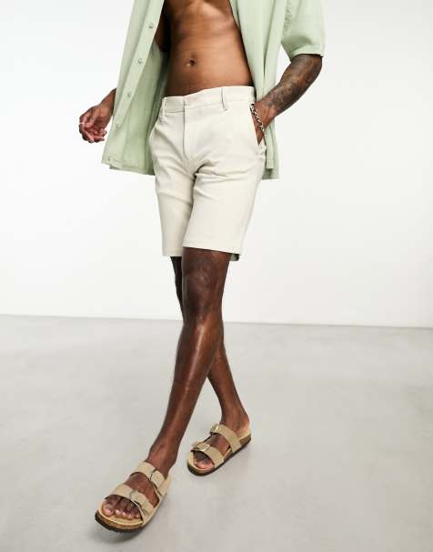 Pantalones cortos de vestir beis de punto liso de ONLY & SONS - view 1