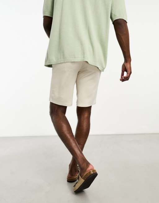 Pantalones cortos de vestir beis de punto liso de ONLY & SONS, 4 de 4