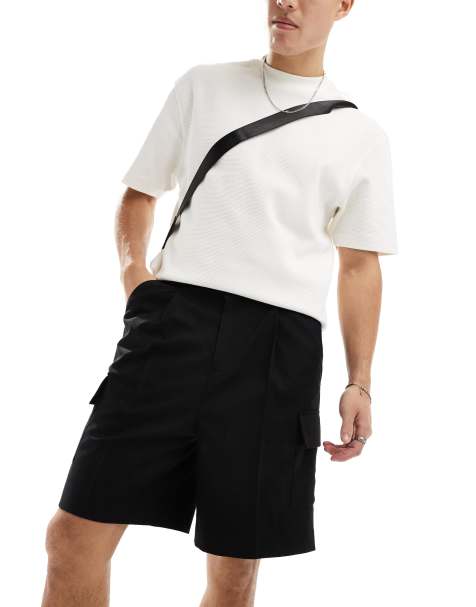 Pantalones cortos de vestir cargo negros de ASOS DESIGN - view 1