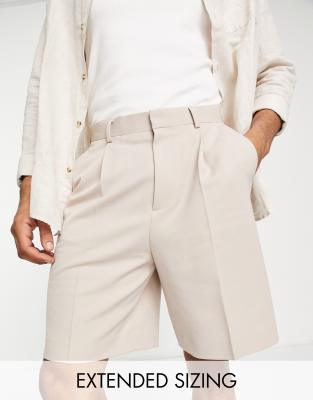 Pantalones cortos de vestir color piedra de corte ancho de ASOS DESIGN