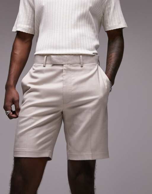 Pantalones cortos de vestir color piedra de corte slim de Topman