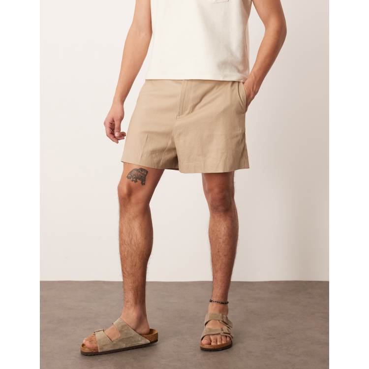 Pantalones cortos de vestir color piedra oscuro estilo bermuda de