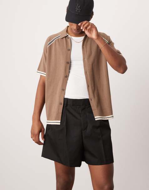 Pantalones cortos de vestir negros de corte ancho con pinzas delanteras de ASOS DESIGN - view 1